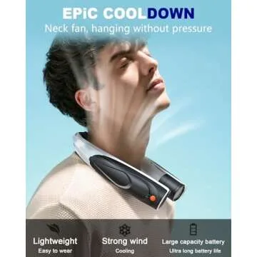 AI Neck Fan, 6 Speeds Powerful Portable Fan, 6000mAh Long-Lasting Battery Faster Cooling, USB-C Rechargeable, Ultra-Quiet, Hands-Free, 360° Airflow, Personal Fan for Women Men Office Travel Outdoor