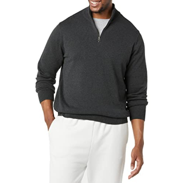 Amazon Essentials Men's Cotton Quarter-Zip Sweater Comfort Fit