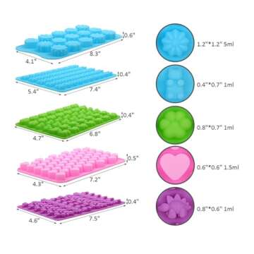 Alimat PluS Silicone Gummy Molds Candy Molds with 2 Droppers, Chocolate Molds Including Mini Dinosau...