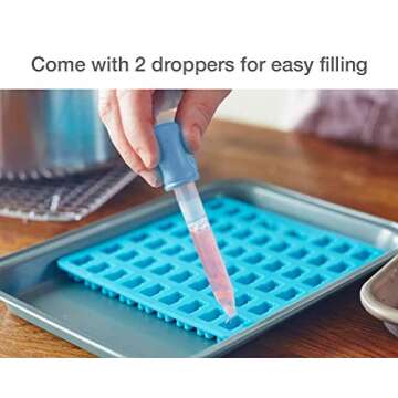 Alimat PluS Silicone Gummy Molds Candy Molds with 2 Droppers, Chocolate Molds Including Mini Dinosaur, Cat Claw, Hearts, Flowers, Bear Shape Gummie Molds, Pack of 5 for 210 Gummies