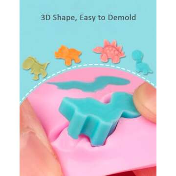 Alimat PluS Silicone Gummy Molds Candy Molds with 2 Droppers, Chocolate Molds Including Mini Dinosaur, Cat Claw, Hearts, Flowers, Bear Shape Gummie Molds, Pack of 5 for 210 Gummies