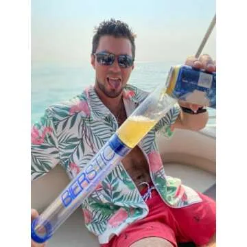 Beer Bong Bierstick 2.0 Syringe - College Gift Party Tool - Perfect for Tailgating, Spring Break, and Boat Parties - Funnel Holds 24oz with Removable Mouthpiece
