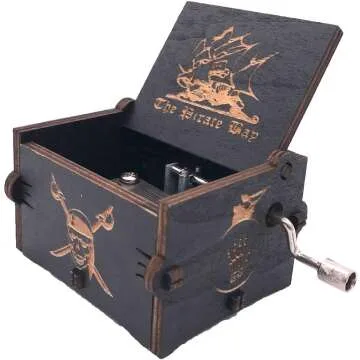 Carved Wooden Pirates of the Caribbean Music Box