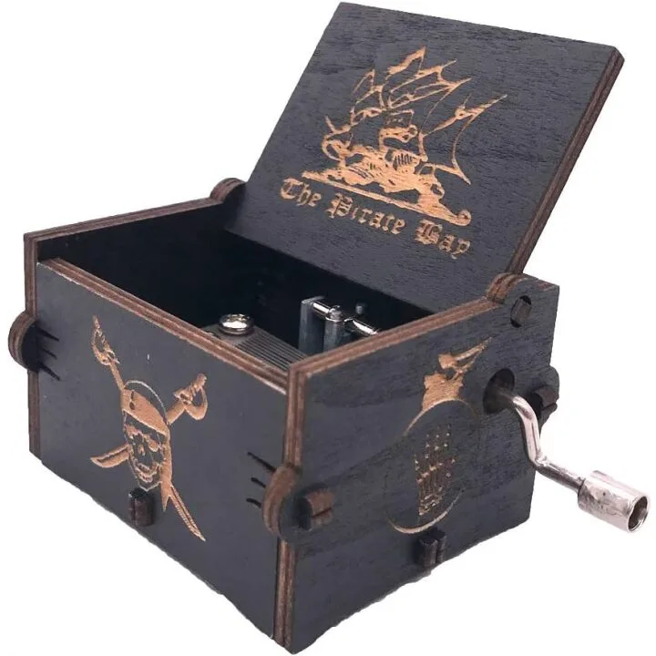 Carved Wooden Pirates of the Caribbean Music Box