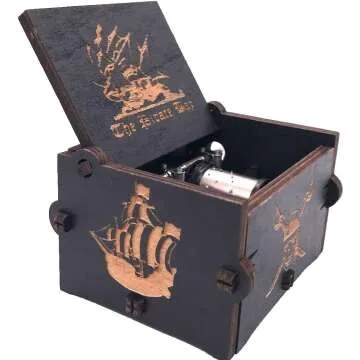 Carved Wooden Pirates of the Caribbean Music Box