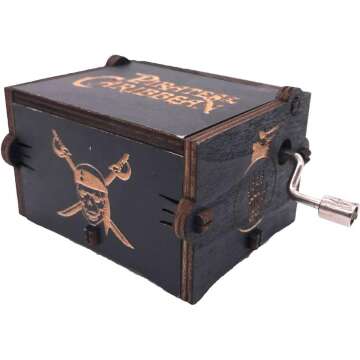Carved Wooden Pirates of the Caribbean Music Box