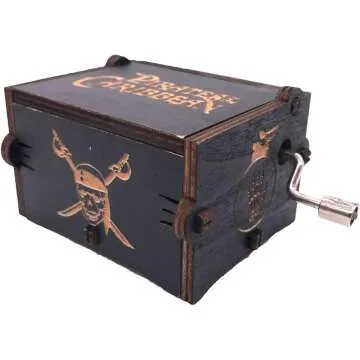 Carved Wooden Pirates of the Caribbean Music Box