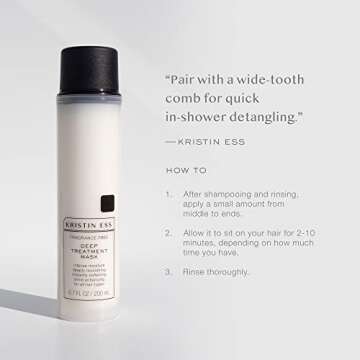 Kristin Ess Hair Fragrance Free Deep Conditioning Treatment Mask for Dry Damaged Hair, Moisturizing + Nourishing, Softens Hair, Shine Enhancing, Vegan, Silicone Free, Color + Keratin Safe, 6.7 fl oz