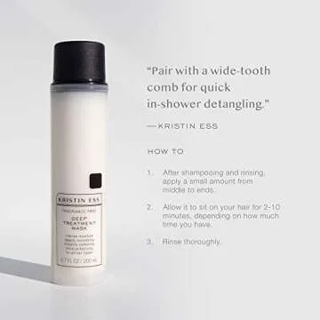 Kristin Ess Hair Fragrance Free Deep Conditioning Treatment Mask for Dry Damaged Hair, Moisturizing + Nourishing, Softens Hair, Shine Enhancing, Vegan, Silicone Free, Color + Keratin Safe, 6.7 fl oz