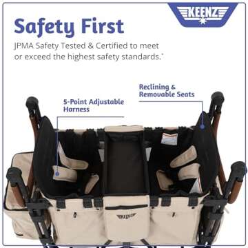 Keenz XC 2.0 - Luxury Comfort Stroller Wagon | Foldable 2 Passenger Double Seater with Adjustable Canopy | Mocha