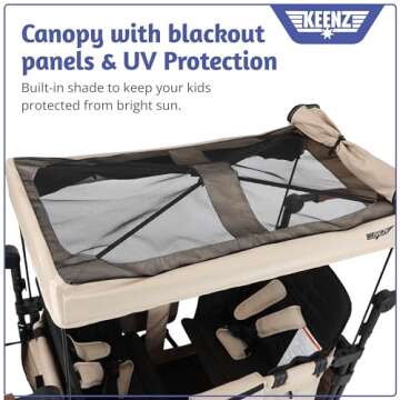 Keenz XC 2.0 - Luxury Comfort Stroller Wagon | Foldable 2 Passenger Double Seater with Adjustable Canopy | Mocha