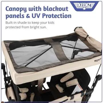 Keenz XC 2.0 - Luxury Comfort Stroller Wagon | Foldable 2 Passenger Double Seater with Adjustable Canopy | Mocha