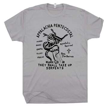 L - Snake Handling Church T Shirt Weird Shirts Occult Cult Leader for Men Offensive Herpetology Craz...