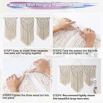 Mokof Macrame Wall Hanging Large, Boho Wall Art Decor, 43"x32"