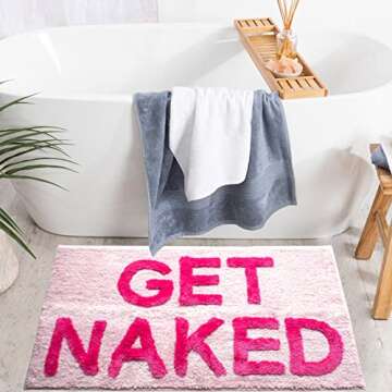 Evovee Get Naked Bath Mat Funny Cute Bathroom Rugs Get Naked Rug Shower Funny Bathroom Decor Fun Cut...