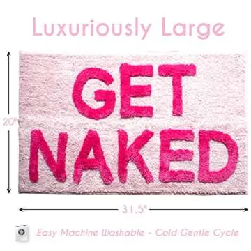 Evovee Get Naked Bath Mat Funny Cute Bathroom Rugs Get Naked Rug Shower Funny Bathroom Decor Fun Cute Bath Mat Non-Slip Washable College Light Pink