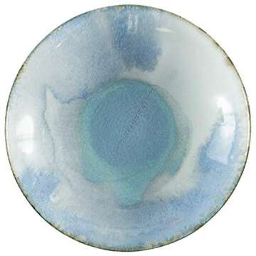 Amazon Brand – Rivet Modern Reactive-Glaze Stoneware 6-Piece Dinner Bowl Set, Azure Watercolor