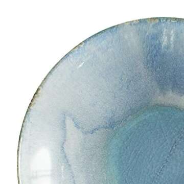 Amazon Brand – Rivet Modern Reactive-Glaze Stoneware 6-Piece Dinner Bowl Set, Azure Watercolor