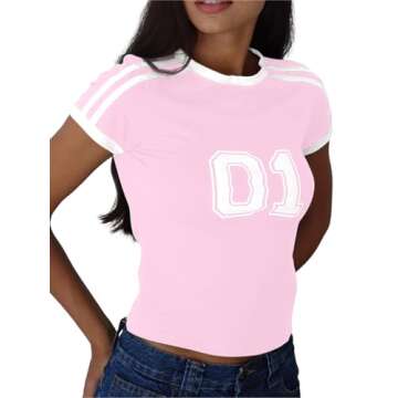 Imily Bela Womens Summer Crop Tops Y2k Baby Tees Cute Letter Print Short Sleeve Vintage T Shirt