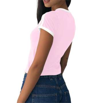 Imily Bela Womens Summer Crop Tops Y2k Baby Tees Cute Letter Print Short Sleeve Vintage T Shirt