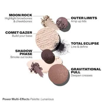 Morphe Makeup Palette - Power Multi-Effects Palette with Mattes, Shimmers, Duochromes & Silk Slip Toppers - Made to Build, Blend & Layer for Everyday Versatile Makeup Looks - Lunarious (0.65 oz)