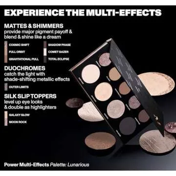 Morphe Makeup Palette - Power Multi-Effects Palette with Mattes, Shimmers, Duochromes & Silk Slip Toppers - Made to Build, Blend & Layer for Everyday Versatile Makeup Looks - Lunarious (0.65 oz)