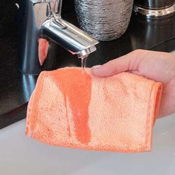 S&T INC. Makeup Remover Wipes for Skin Care, Reusable Makeup Wipes or Face Towels, Travel Essentials, Assorted Colors, 6 In. by 12 In., 5PK