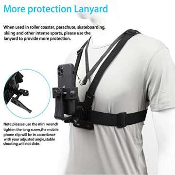 Mobile Phone Chest Strap Mount,Harness Strap Holder Universal Cell Phone Clip for Action Camera POV Compatible with Gopro Akaso Samsung iPhone etc