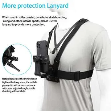 Mobile Phone Chest Strap Mount,Harness Strap Holder Universal Cell Phone Clip for Action Camera POV Compatible with Gopro Akaso Samsung iPhone etc