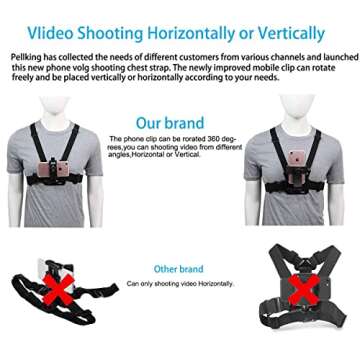 Mobile Phone Chest Strap Mount,Harness Strap Holder Universal Cell Phone Clip for Action Camera POV Compatible with Gopro Akaso Samsung iPhone etc