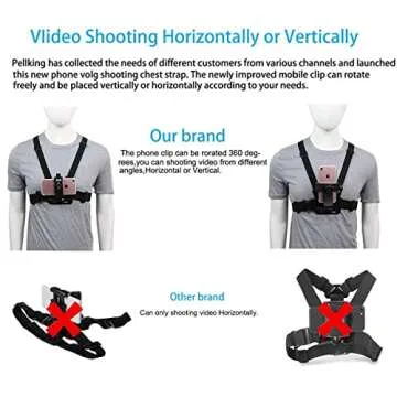 Mobile Phone Chest Strap Mount,Harness Strap Holder Universal Cell Phone Clip for Action Camera POV Compatible with Gopro Akaso Samsung iPhone etc