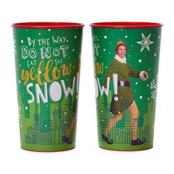 American Greetings 6-Count 22 oz. Reusable Plastic Cups, Buddy The Elf Christmas Party Supplies