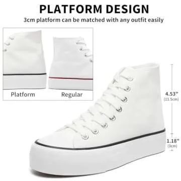 FRACORA Womens High Top Canvas Shoes - Trendy Platform Sneakers