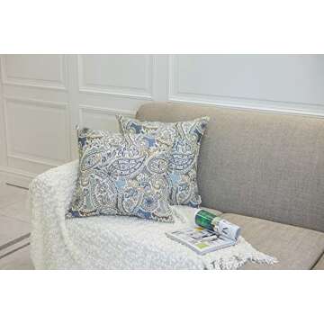 Mika Home Pack of 2 Throw Pillow Covers Decorative Pillow Shells for Sofa Couch, Paisley Pattern, 22...