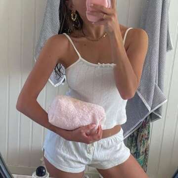 Tsultryofs Two Piece Pajama Set for Women Y2K Pj Outfits Sleeveless Knit Camisole with Elastic High Waist Shorts Loungewear (White, S)