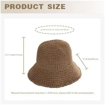 Straw Hats Sun Hat Beach Hat Summer Foldable Wide Brim Sun Hat Bucket Hat for Womens Travel Packable Roll Up Sun Hat,Khaki