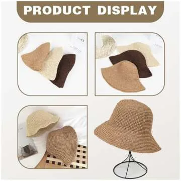 Straw Hats Sun Hat Beach Hat Summer Foldable Wide Brim Sun Hat Bucket Hat for Womens Travel Packable Roll Up Sun Hat,Khaki