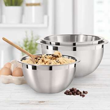 Oggi 8-Quart Two-Tone Stainless Steel Mixing Bowl, Great for Mixing, Making Dough, Dressing Salads, Mixing Eggs, Washing Vegetables