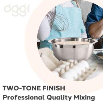 Oggi 8-Quart Two-Tone Stainless Steel Mixing Bowl, Great for Mixing, Making Dough, Dressing Salads, Mixing Eggs, Washing Vegetables