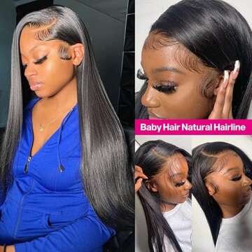 Marcelina Straight Lace Front Wigs Human Hair 13X4 HD Transparent Lace Frontal Wigs for Black Women 180% Density Brazilian Glueless Wigs Human Hair Pre Plucked with Baby Hair(26 Inch)