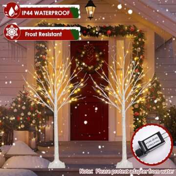2-Pack 4FT Lighted Birch Tree for Indoor Christmas Decorations Outdoor, Higher Size, Timer Function ...