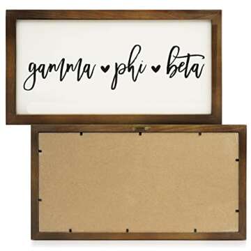 Sorority Shop Zeta Tau Alpha Wall Art - 17" X 9" Rectangle Wood Framed Wall Decor, Wall Sign with Sc...