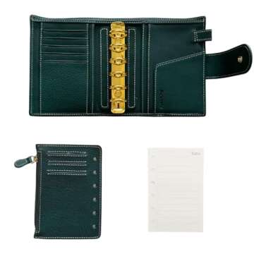 Burxxong A7 Organizer Minerva Box Genuine Leather Journal Notebook,Stalogy Rings Planner Pocket size Notebook with 25MM Binder Mini Agenda Diary (Blue)