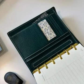 Burxxong A7 Organizer Minerva Box Genuine Leather Journal Notebook,Stalogy Rings Planner Pocket size Notebook with 25MM Binder Mini Agenda Diary (Blue)