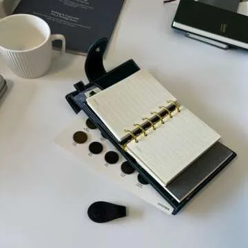 Burxxong A7 Organizer Minerva Box Genuine Leather Journal Notebook,Stalogy Rings Planner Pocket size Notebook with 25MM Binder Mini Agenda Diary (Blue)