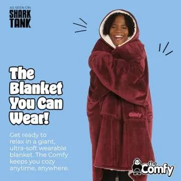 THE COMFY Original | Sherpa Lined Microfiber Fleece Wearable Blanket, Oversized Design with Hood and Pocket, From Shark Tank, for Women & Men, Warm and Cozy Gifts