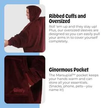 THE COMFY Original | Sherpa Lined Microfiber Fleece Wearable Blanket, Oversized Design with Hood and Pocket, From Shark Tank, for Women & Men, Warm and Cozy Gifts
