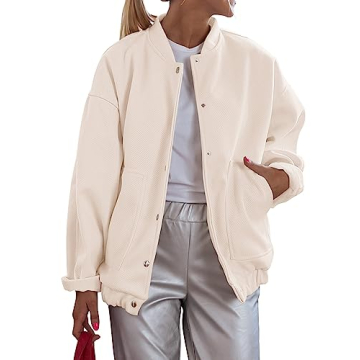 PRETTYGARDEN Women's Versatile 2024 Fall Varsity Bomber Jacket - Stylish & Functional Casual Outerwe...