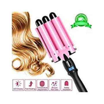 Hair Curling Iron 3 Barrel 1 Inch for Long Hair Professional Curling Wand with LCD Temperature Display Heat Hair Curlers Tourmaline Curling Iron Hair Waver Hot Tools