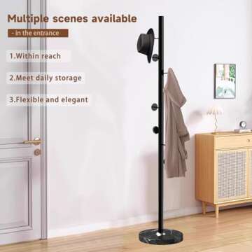 Snaikor Stylish Metal Coat Rack with Marble Base